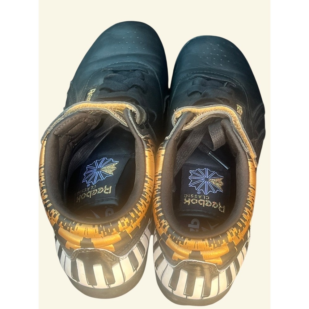 Reebok Freestyle High Top Alicia Keys Deadstock Black Gold Piano Keys Women's 7 - Picture 7 of 12